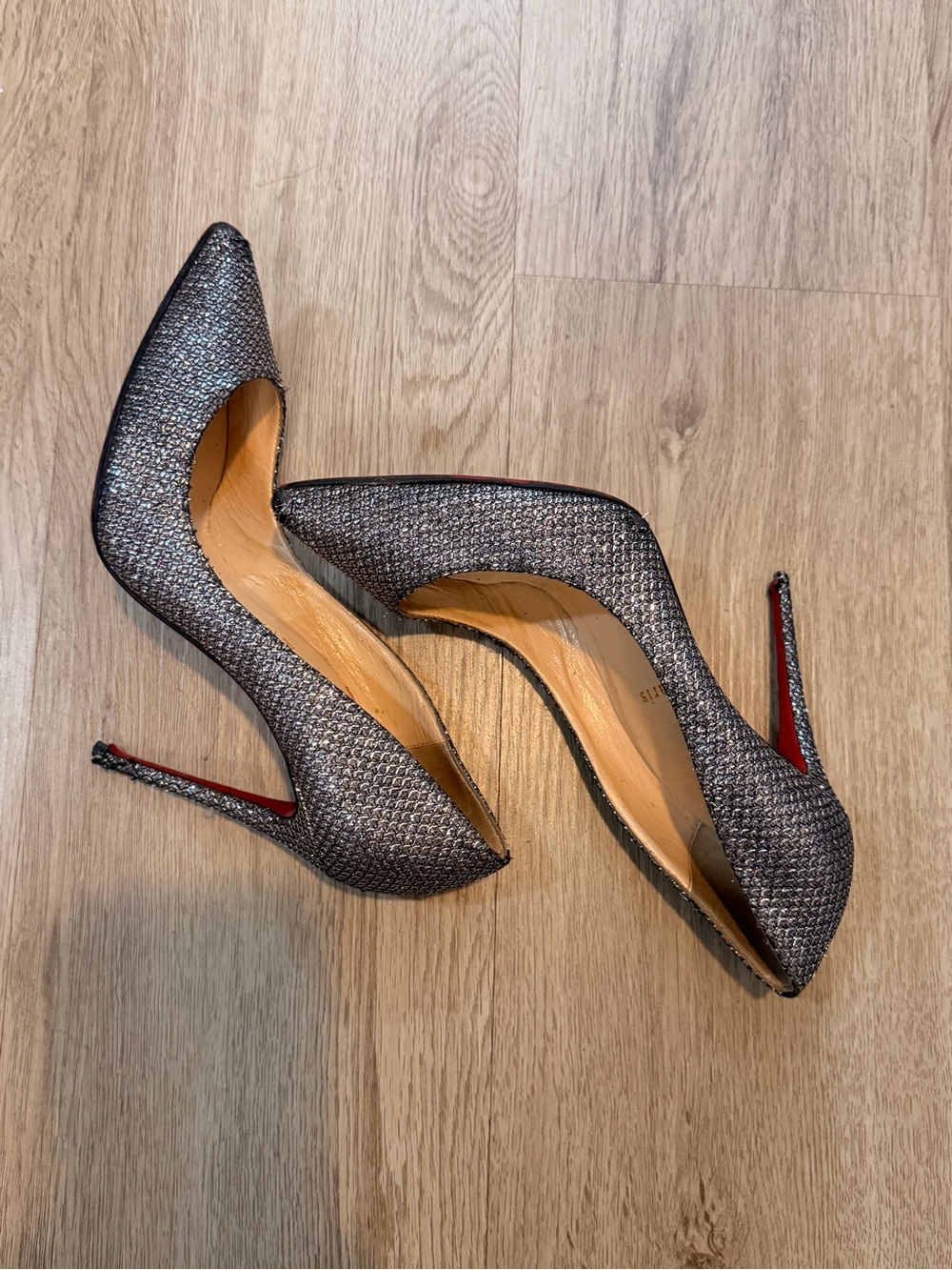 Glitter Pigalle Follies 100 Antic Silver Pumps Size 39